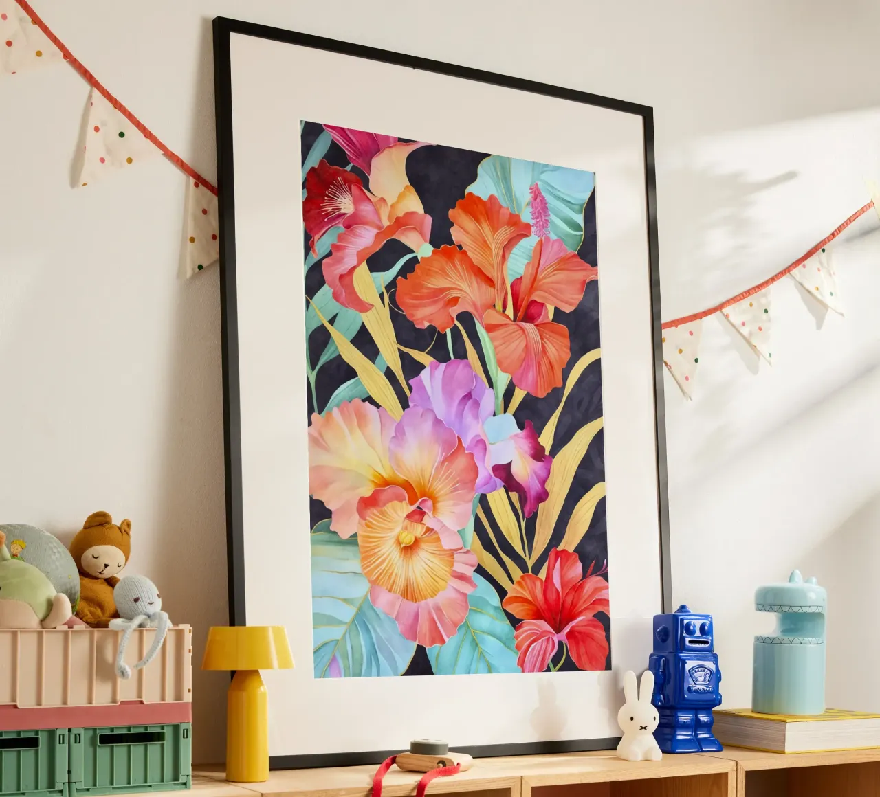 Arazzo tropicale Fiori vibranti poster con telaio in plastica da Andrea Haase Floral Passion