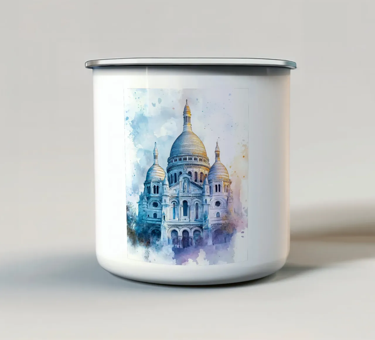 Uno sguardo al cuore di Montmartre tazza in smalto da M-Ulrich-Digital Art