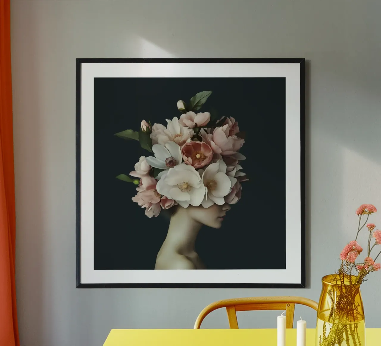 Elegante ritratto in fiore etereo poster con telaio in plastica da Andrea Haase Floral Passion