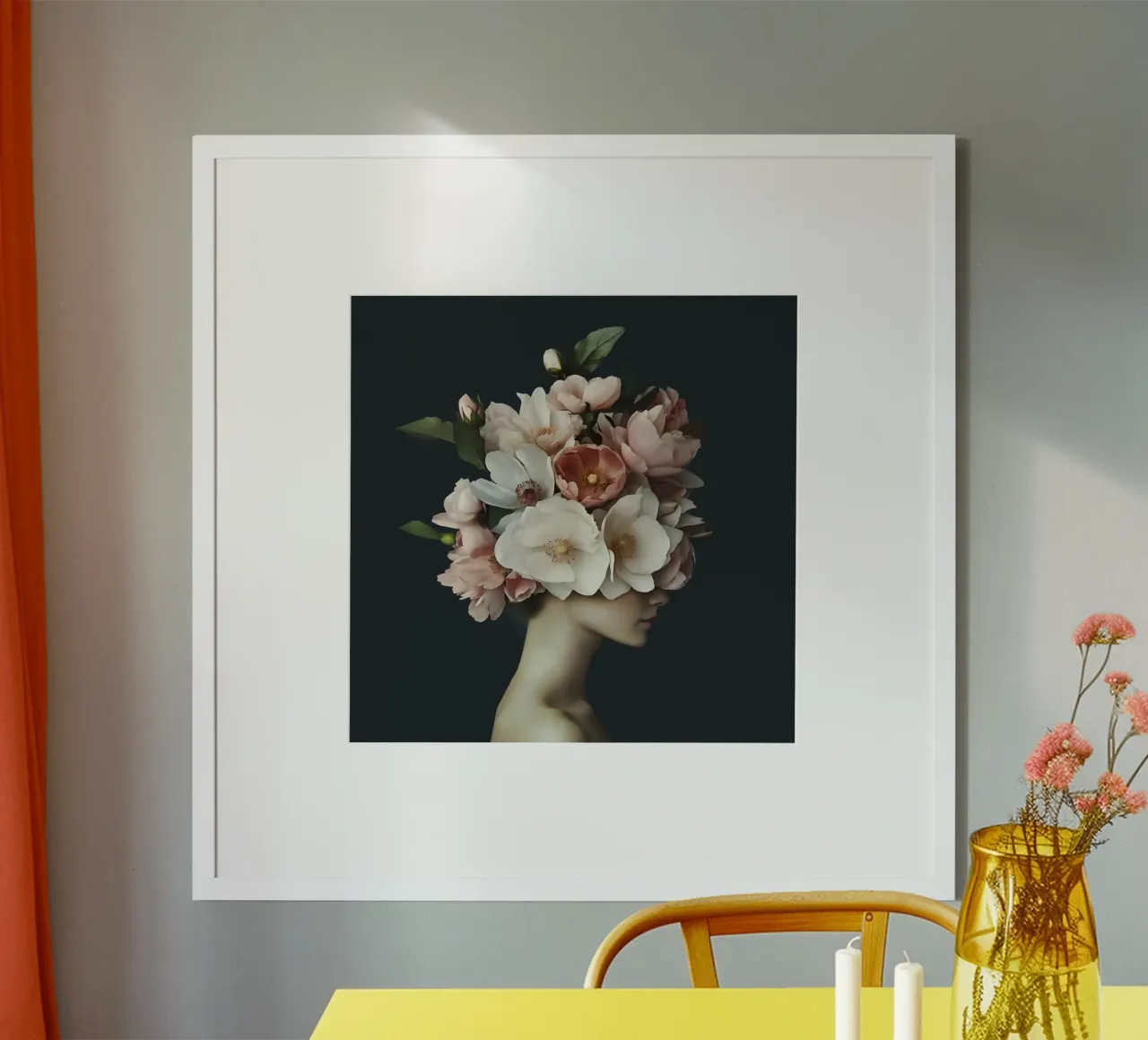 Elegante ritratto in fiore etereo poster con telaio in plastica da Andrea Haase Floral Passion