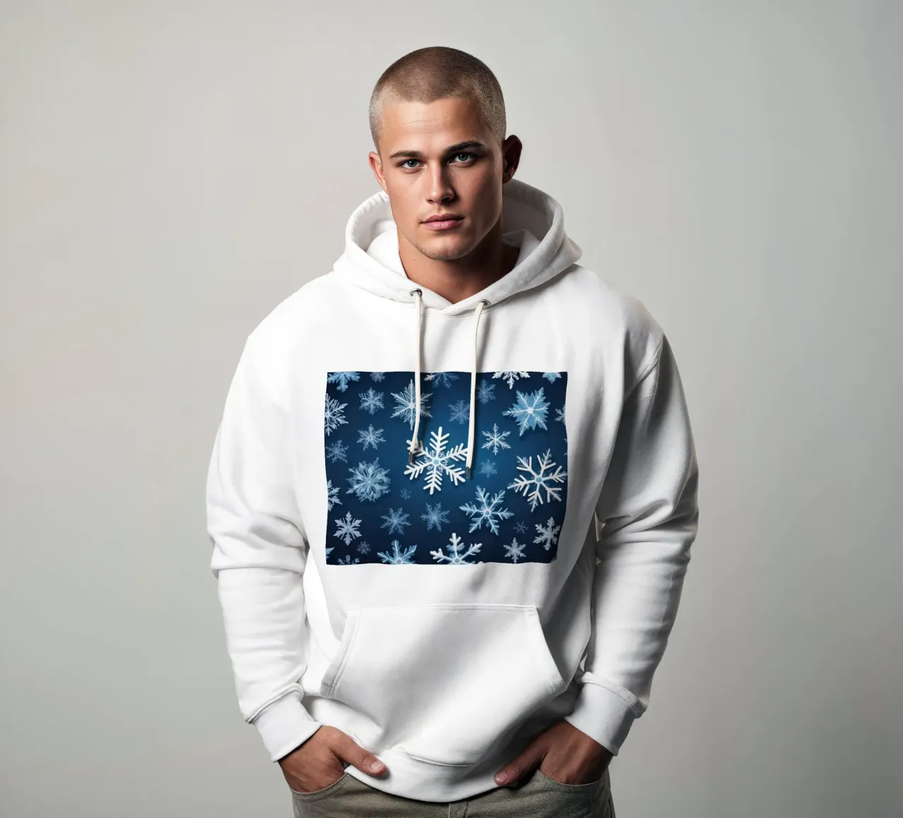 sfondo blu con vari intricati fiocchi di neve felpa con cappuccio da DesignDoodle