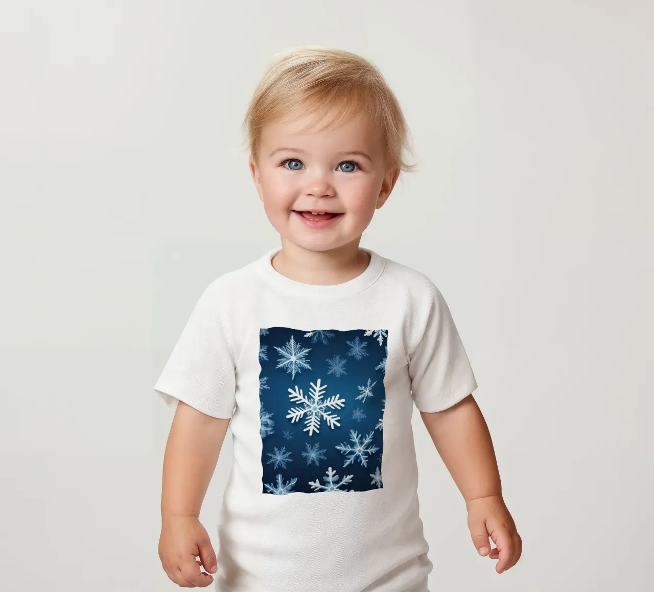 sfondo blu con vari intricati fiocchi di neve maglietta neonato da DesignDoodle