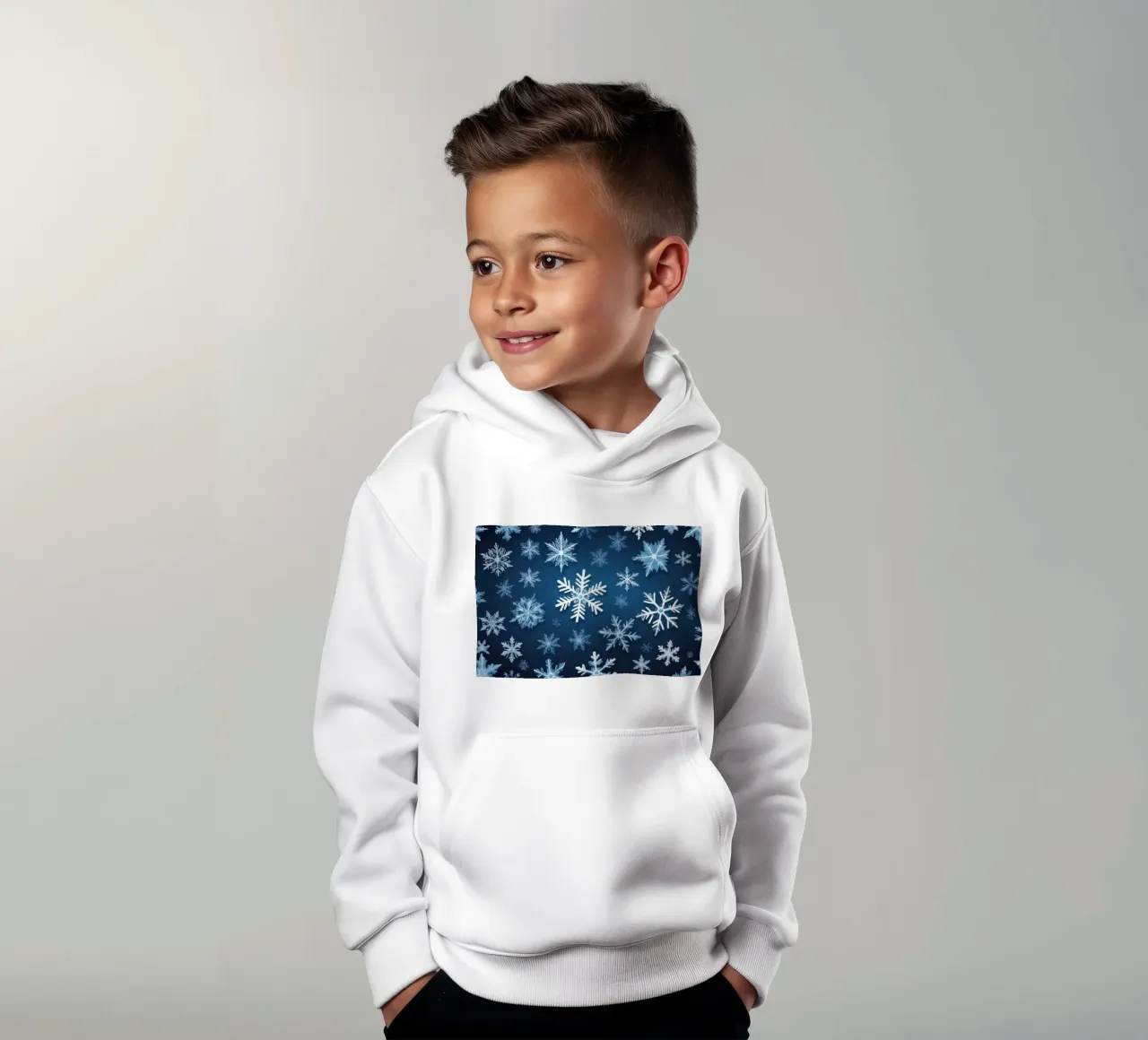 sfondo blu con vari intricati fiocchi di neve felpa bambino con cappuccio da DesignDoodle