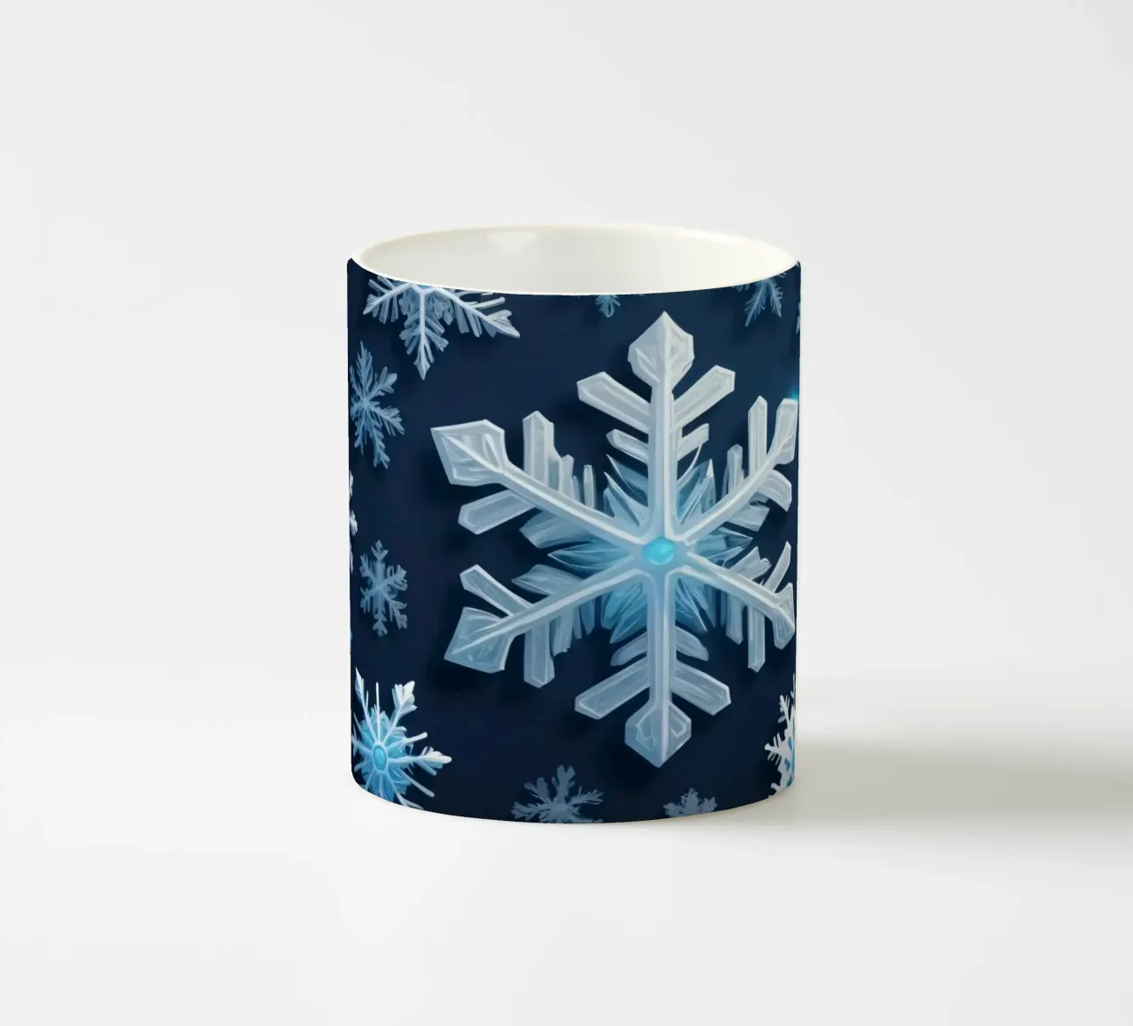 Fiocchi di neve astratti e colorati su sfondo scuro tazza in ceramica da DesignDoodle