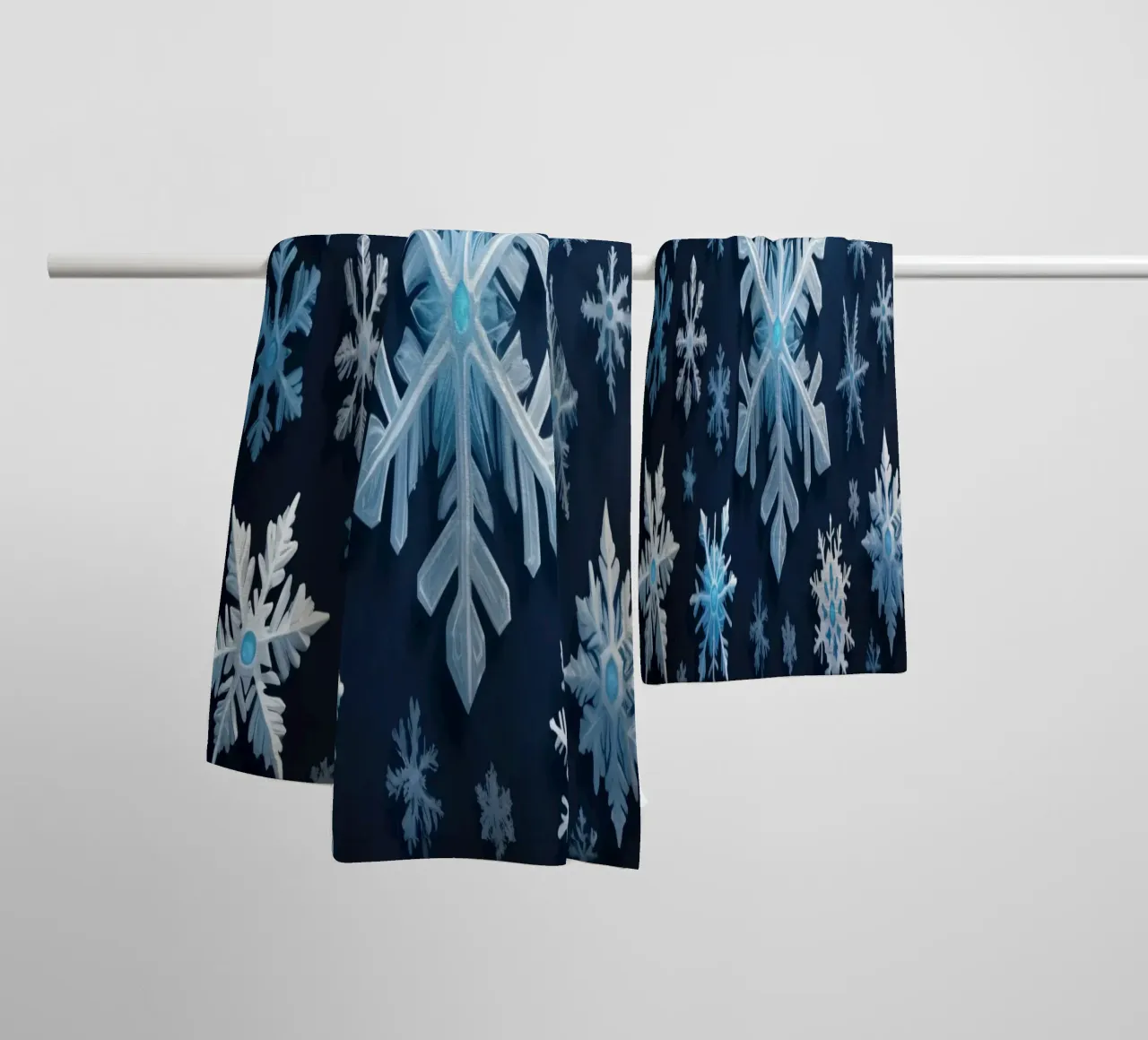 Colorful abstract snowflakes on a dark background towel by DesignDoodle