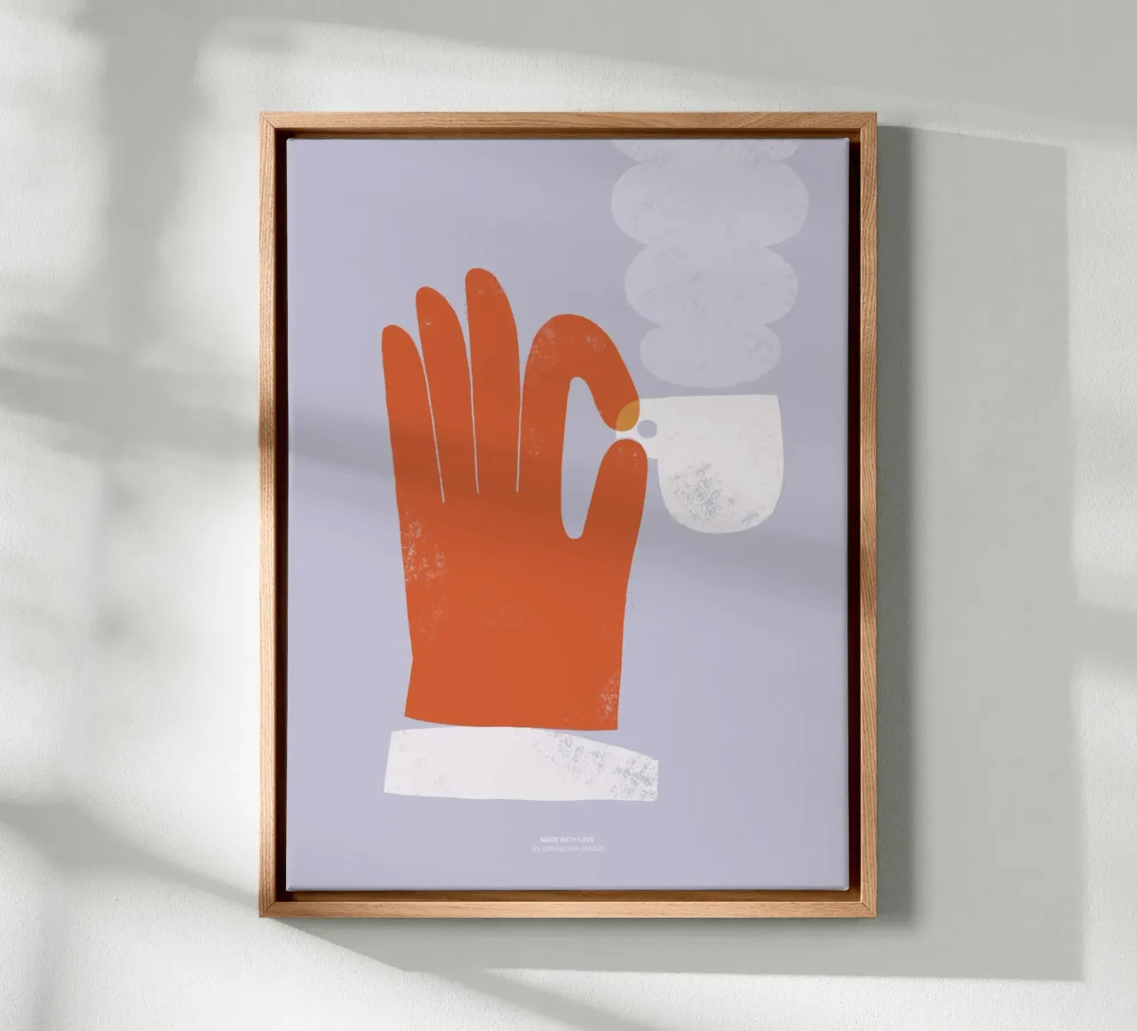 ESPRESSO KOFFIE HAND canvas met Baklijst van sarahlenadesign