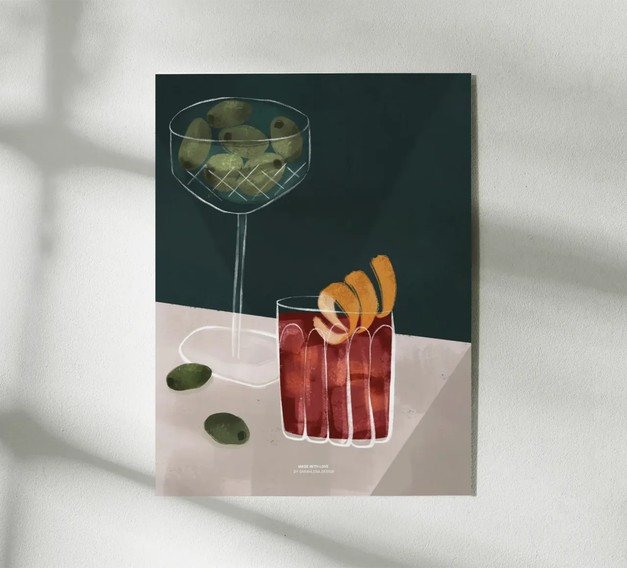 NEGRONI UND OLIVEN acrylic glass by sarahlenadesign