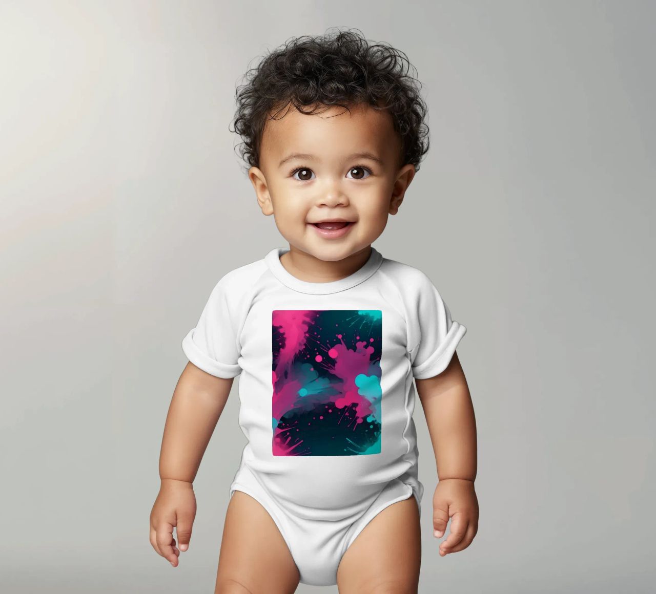 design astratto con colori vivaci e forme fluide body neonato maniche corte da DesignDoodle