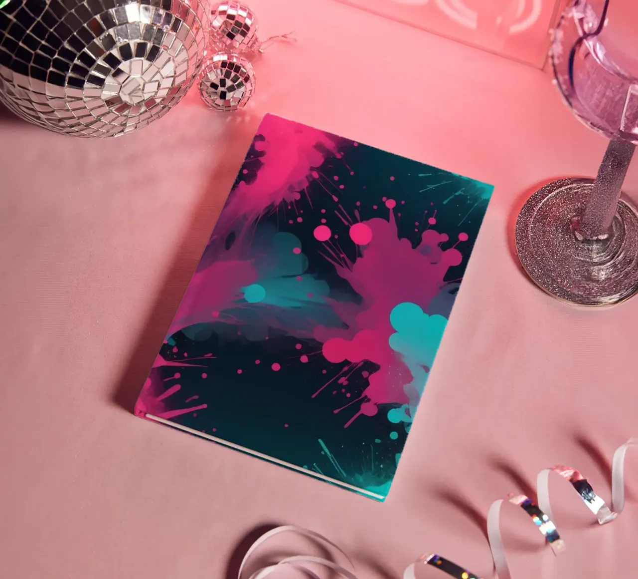 abstract design showcasing bold colors and fluid shapes notebook by DesignDoodle