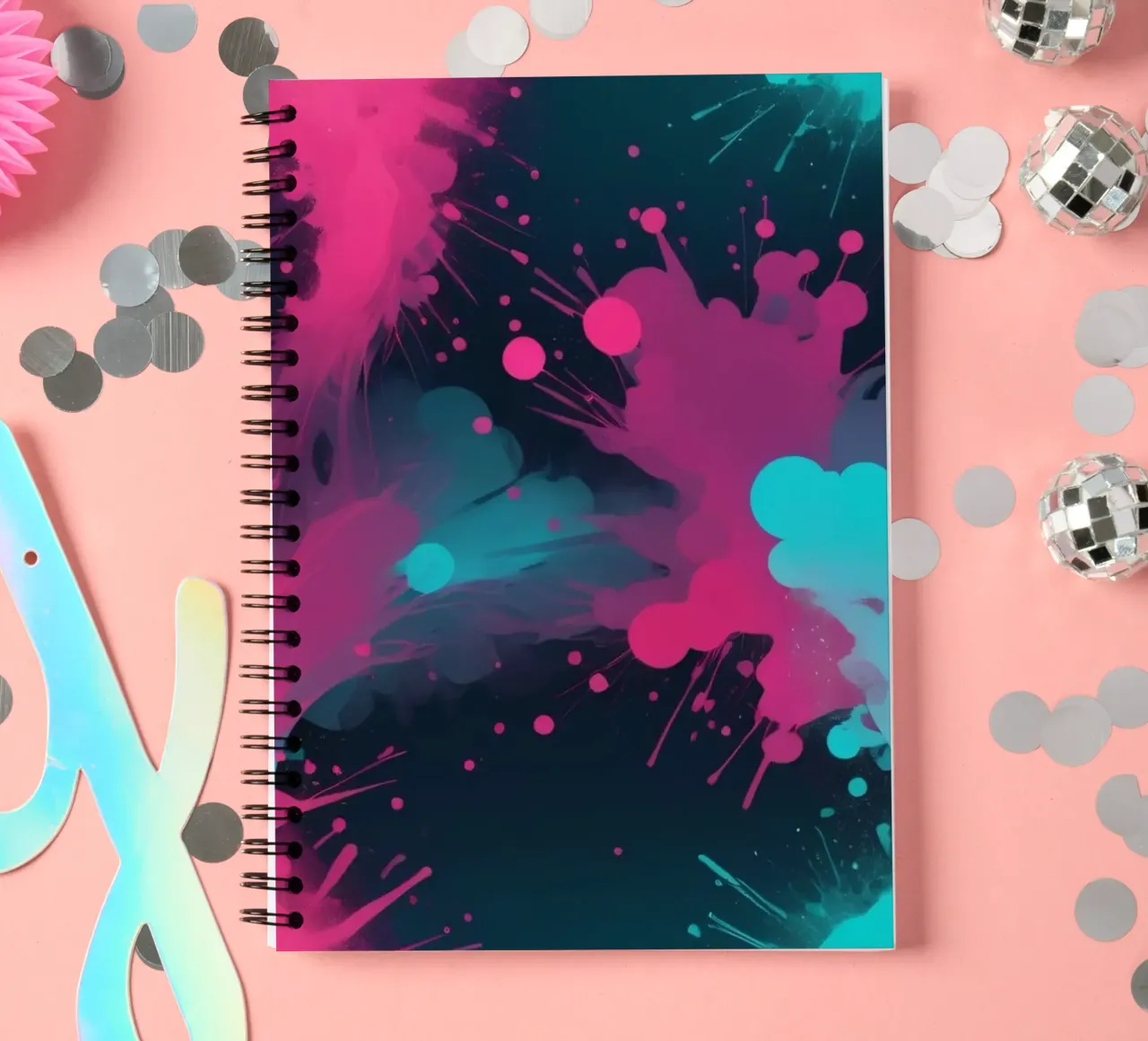abstract design showcasing bold colors and fluid shapes spiral notebook by DesignDoodle