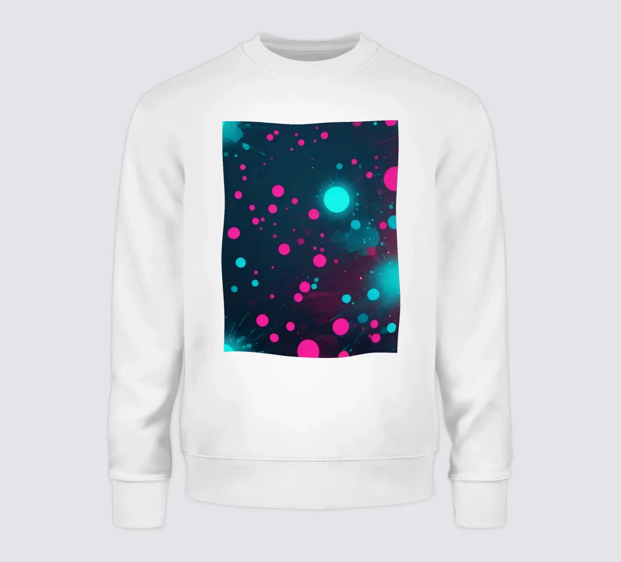 Vibrant abstract design featuring dynamic circles and radian sweatshirt by DesignDoodle