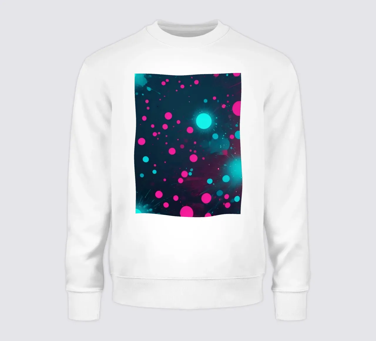 Vibrant abstract design featuring dynamic circles and radian sweatshirt by DesignDoodle