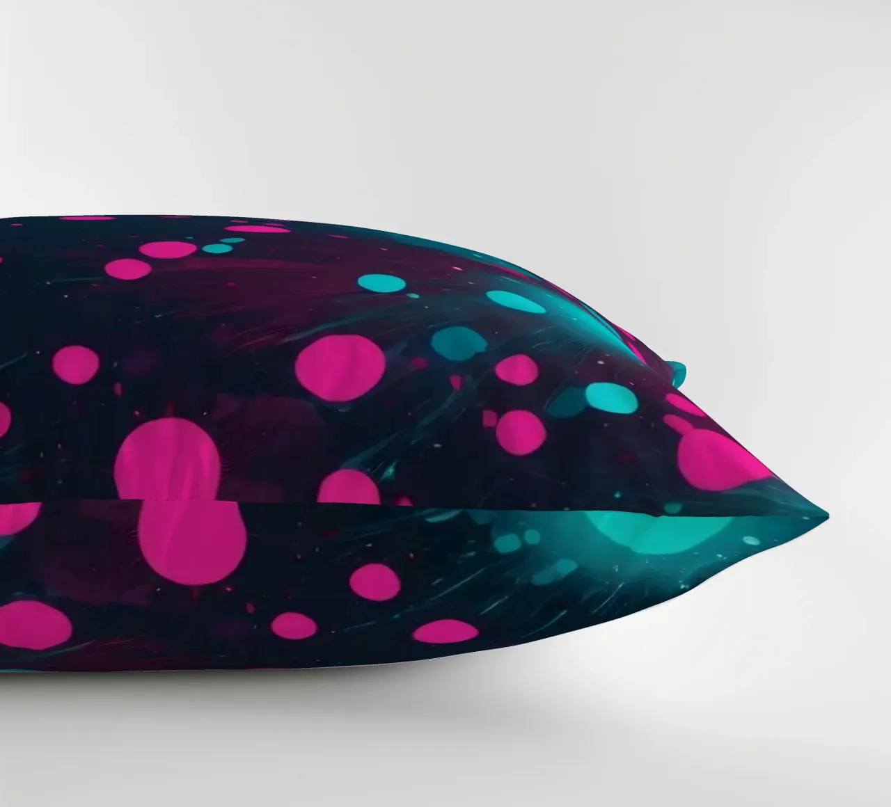 Vibrant abstract design featuring dynamic circles and radian decorative cushion by DesignDoodle
