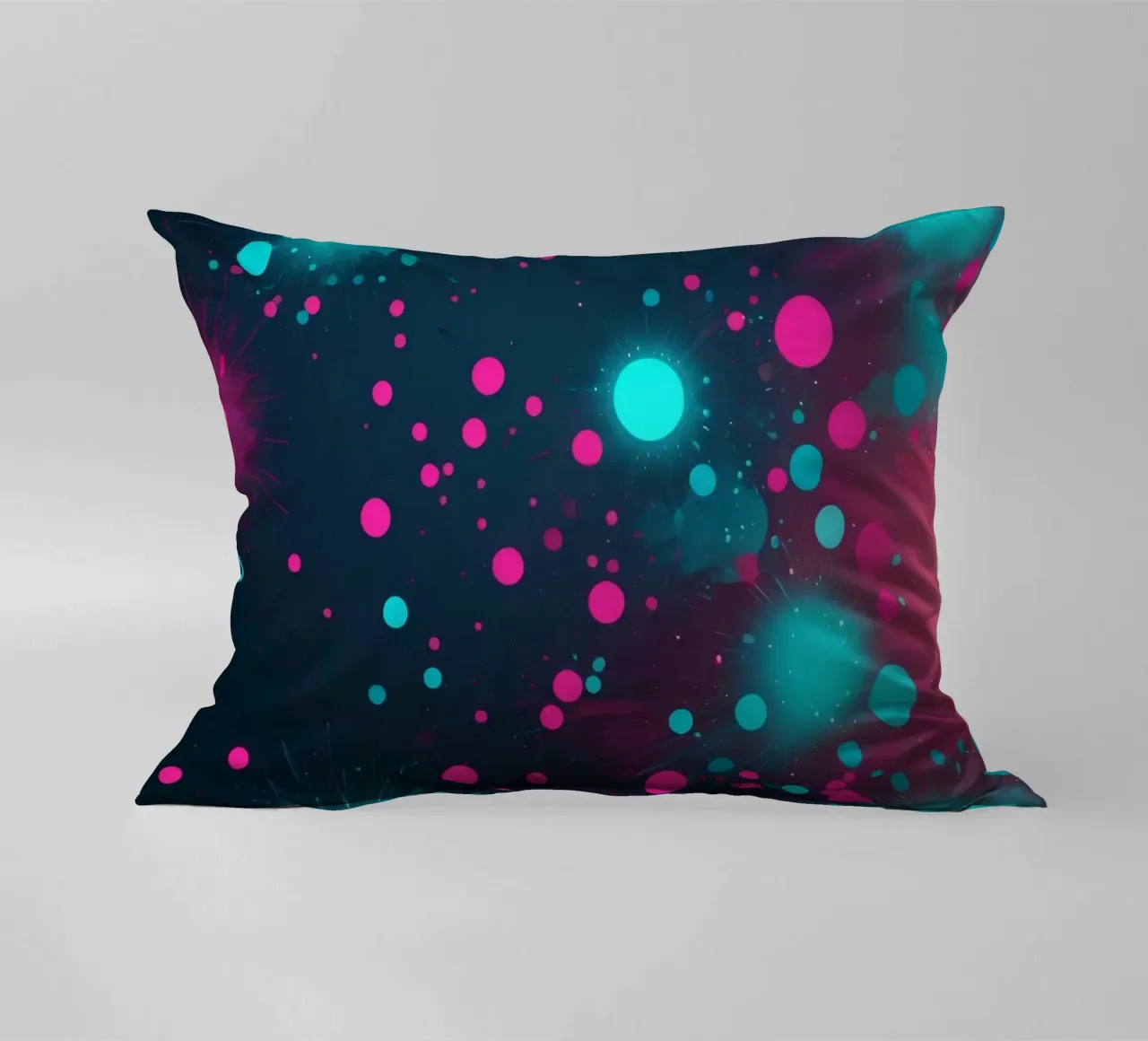 Vibrant abstract design featuring dynamic circles and radian decorative cushion by DesignDoodle