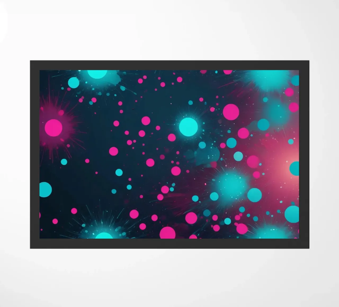 Vibrant abstract design featuring dynamic circles and radian doormat by DesignDoodle