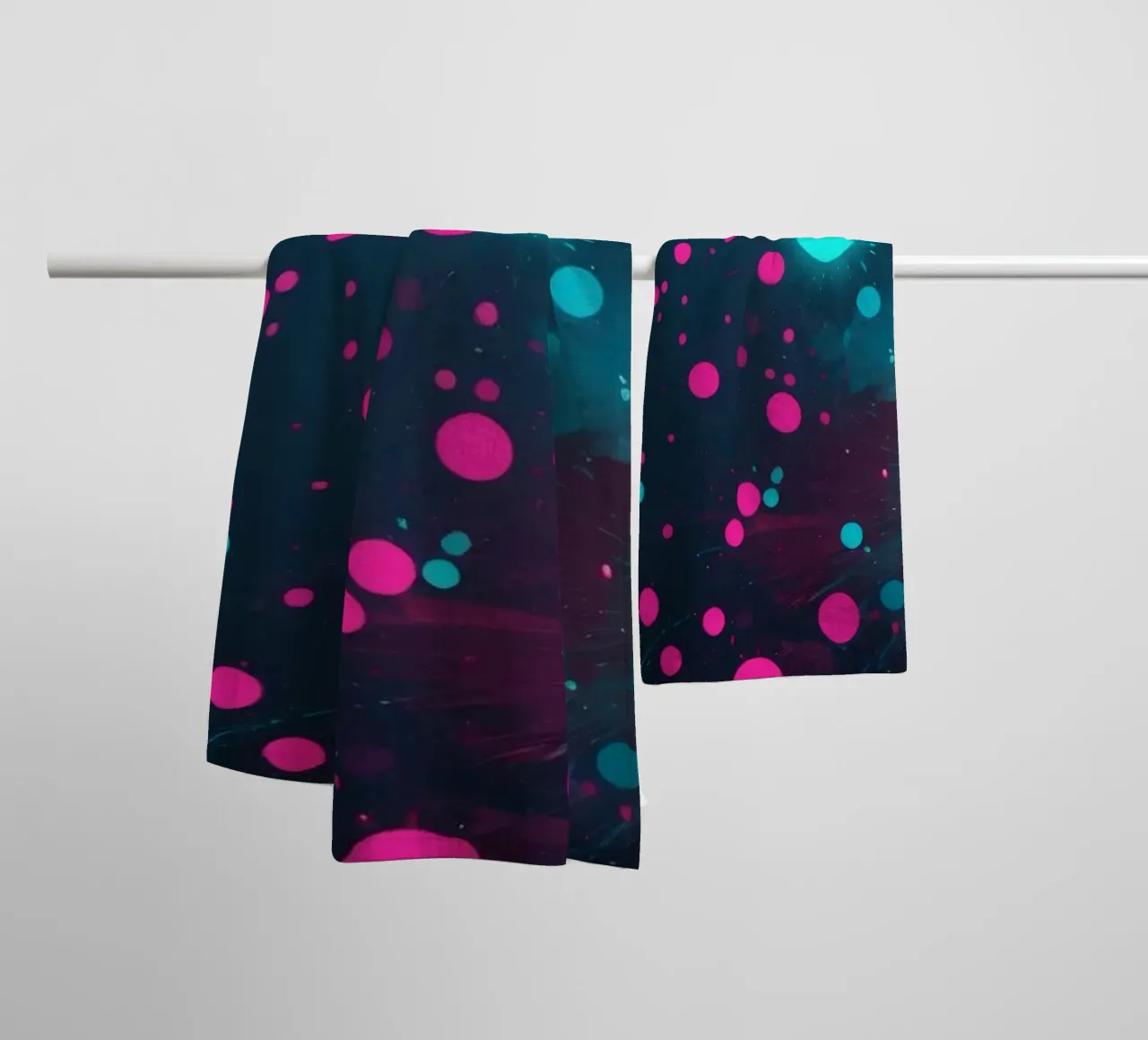 Lebendiges abstraktes Design mit dynamischen Kreisen und Radianten Handtuch von DesignDoodle
