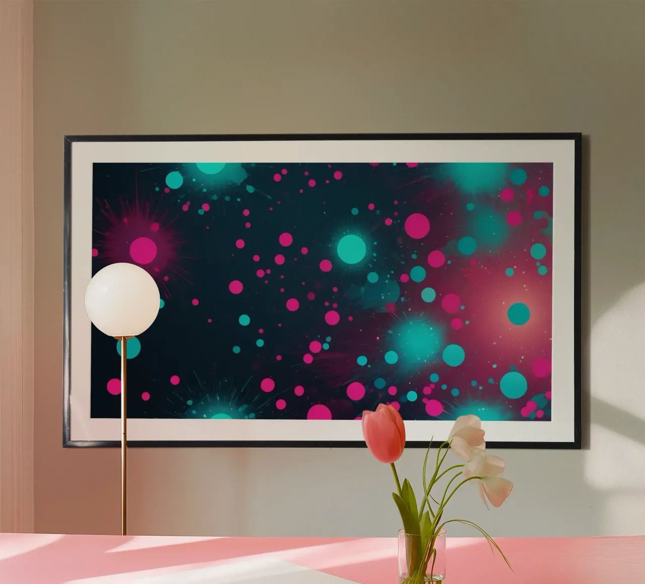 Vibrant abstract design featuring dynamic circles and radian hahnemühle by DesignDoodle