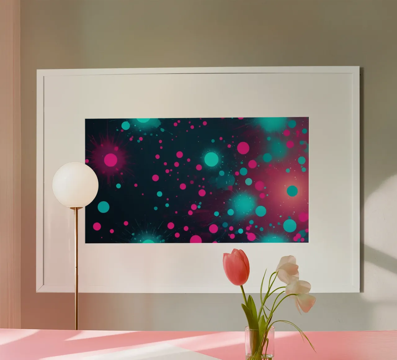 Vibrant abstract design featuring dynamic circles and radian hahnemühle by DesignDoodle