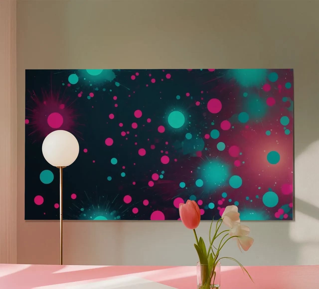 Vibrant abstract design featuring dynamic circles and radian hahnemühle by DesignDoodle