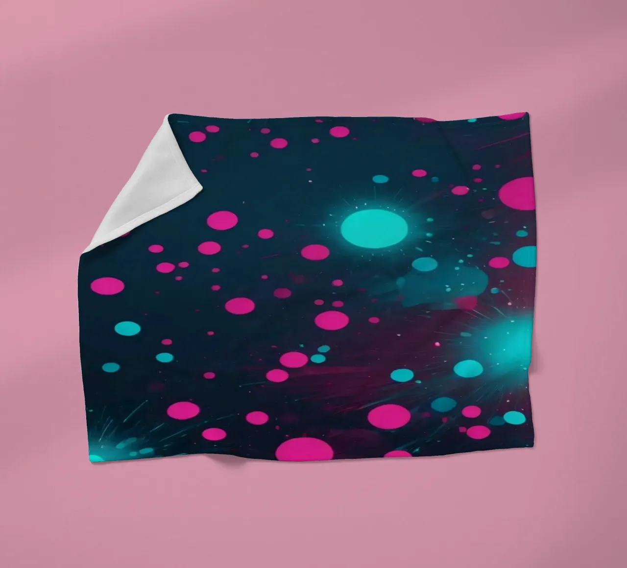 Vibrant abstract design featuring dynamic circles and radian fleece blanket by DesignDoodle