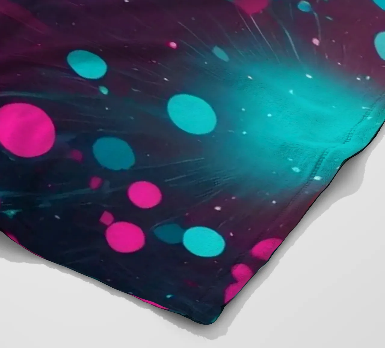 Vibrant abstract design featuring dynamic circles and radian fleece blanket by DesignDoodle