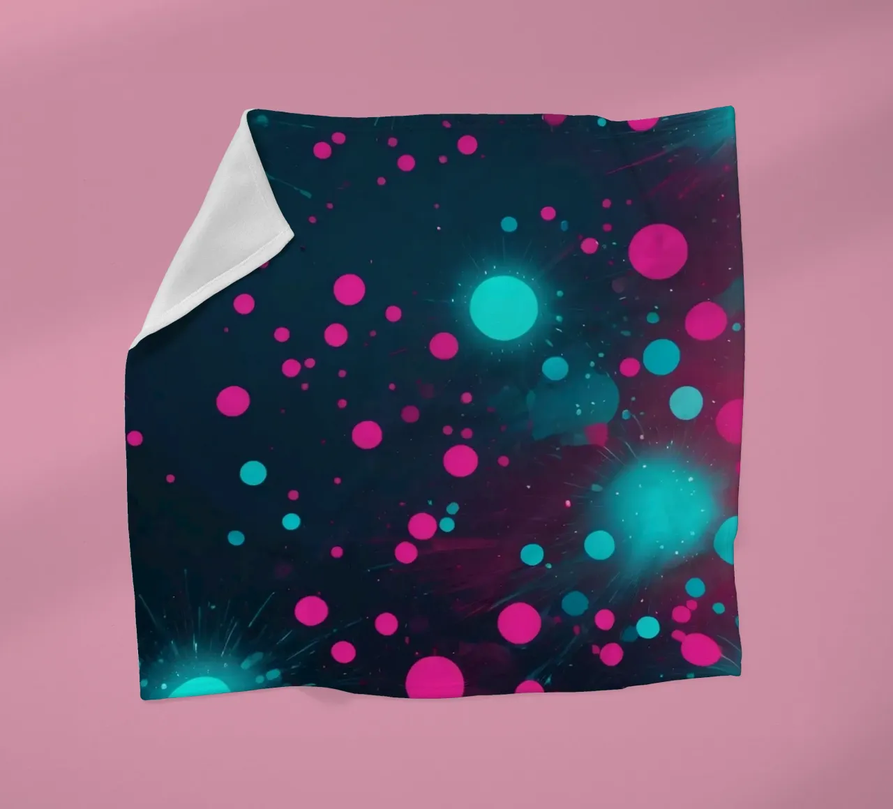 Vibrant abstract design featuring dynamic circles and radian fleece blanket by DesignDoodle