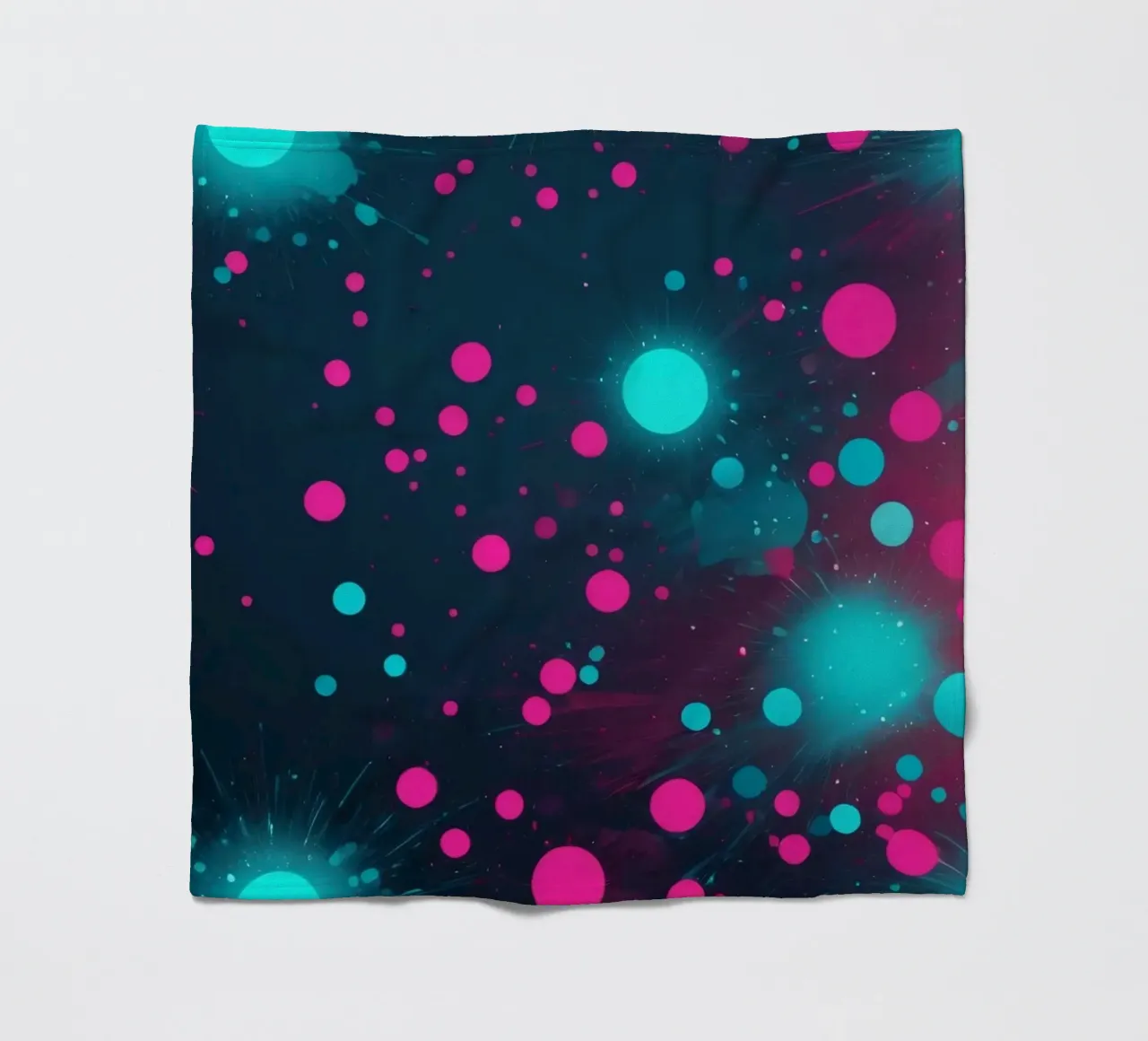 Vibrant abstract design featuring dynamic circles and radian fleece blanket by DesignDoodle