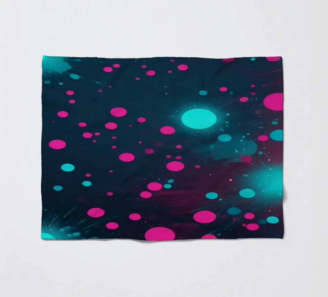 Vibrant abstract design featuring dynamic circles and radian fleece blanket by DesignDoodle