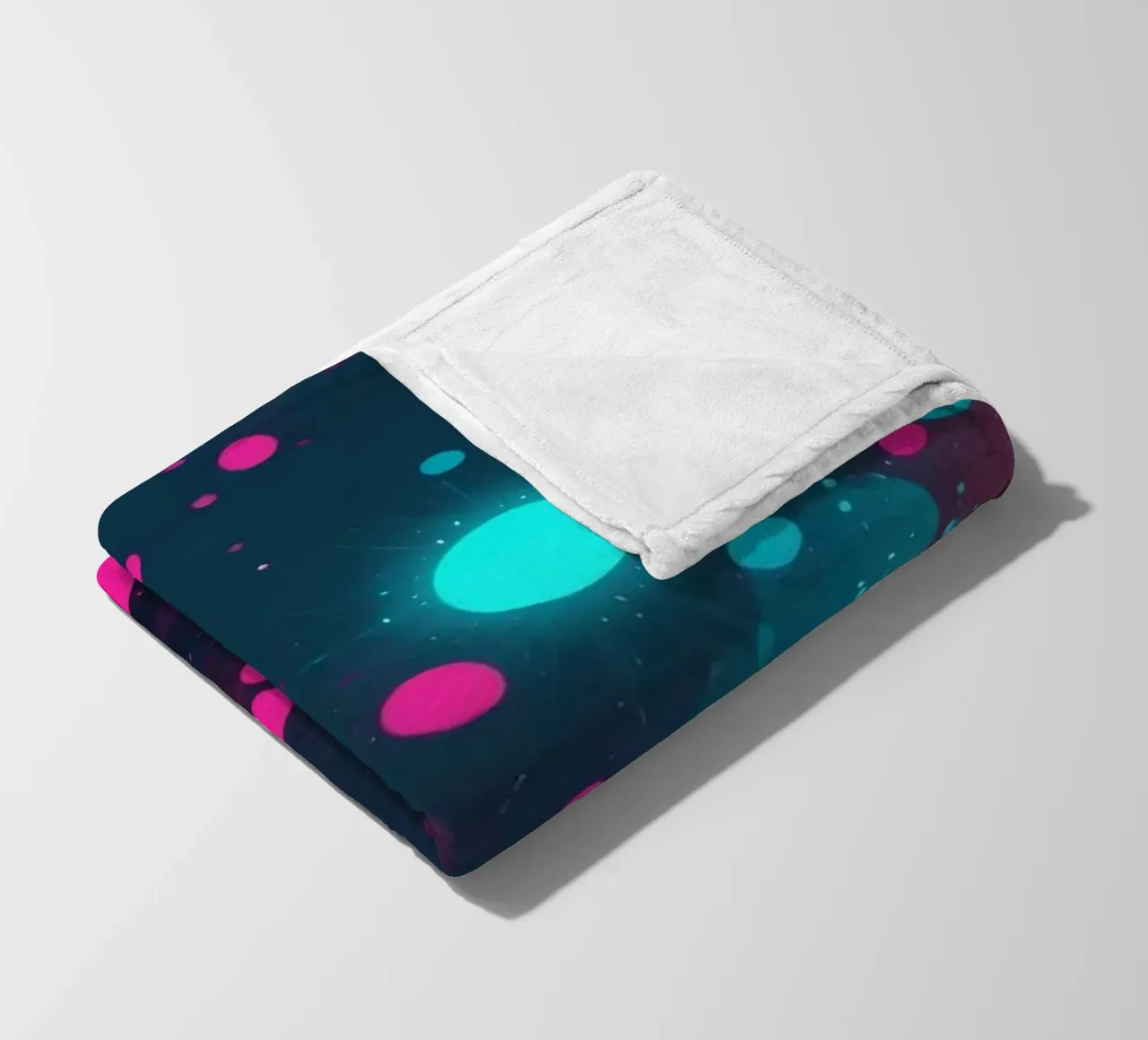 Vibrant abstract design featuring dynamic circles and radian fleece blanket by DesignDoodle