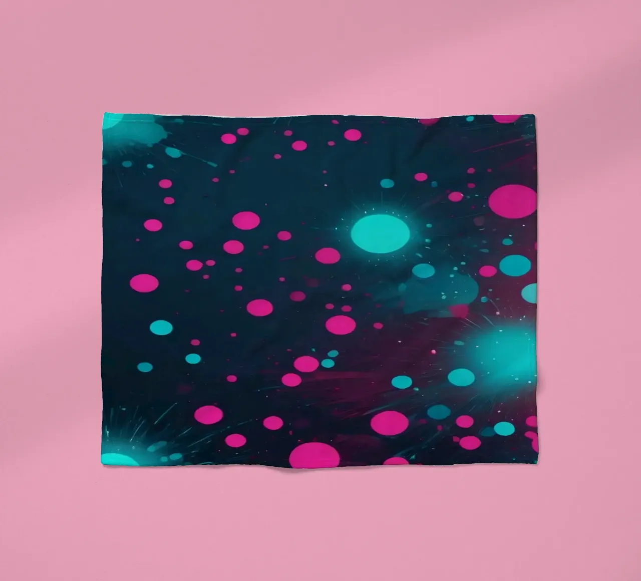 Vibrant abstract design featuring dynamic circles and radian fleece blanket by DesignDoodle
