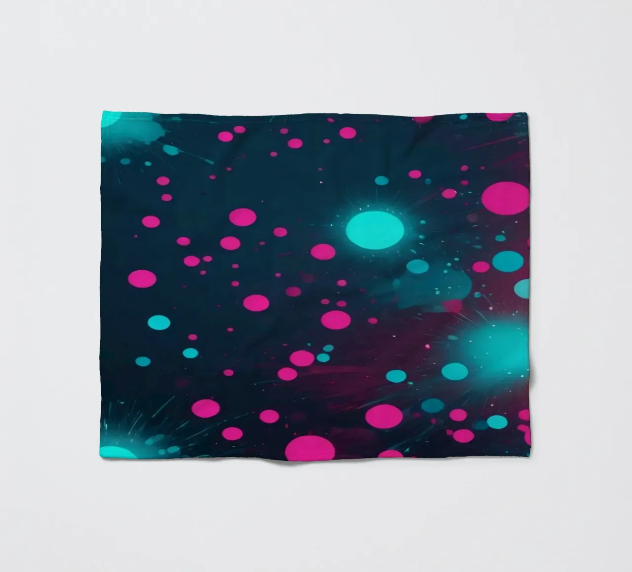 Vibrant abstract design featuring dynamic circles and radian fleece blanket by DesignDoodle