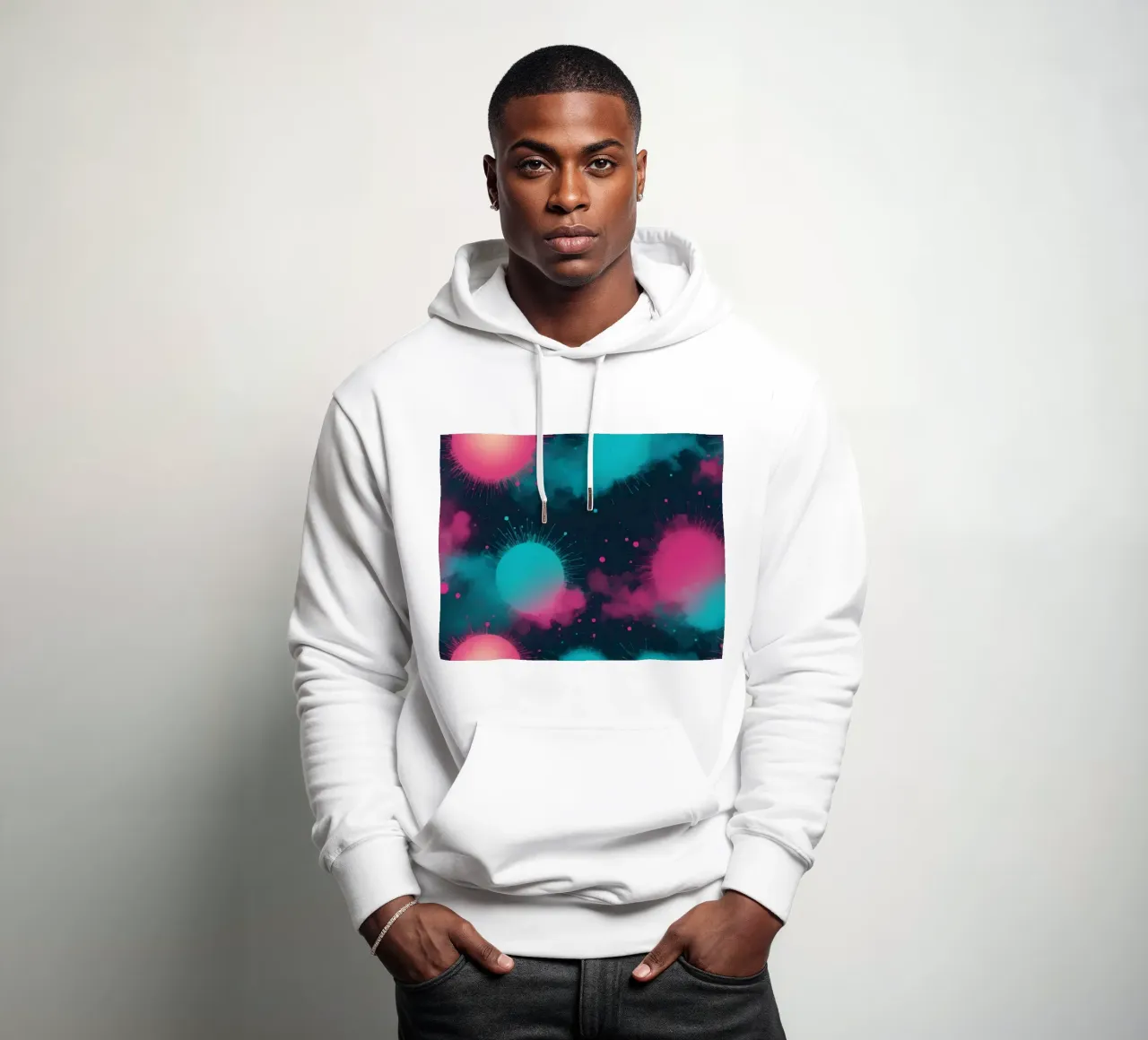 Colorful abstract background circles and soft clouds hoodie by DesignDoodle