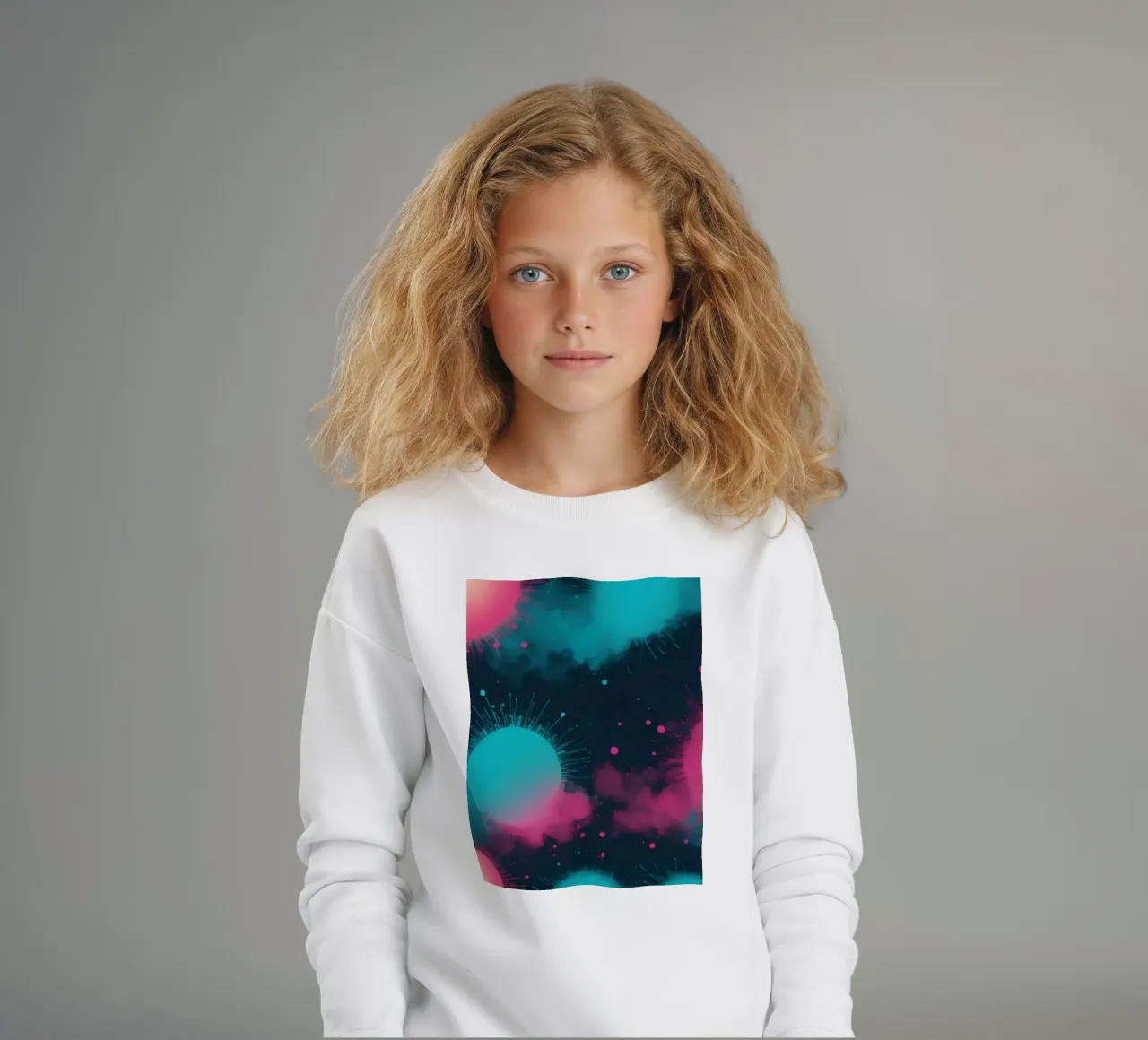 Colorful abstract background circles and soft clouds kids sweatshirt by DesignDoodle