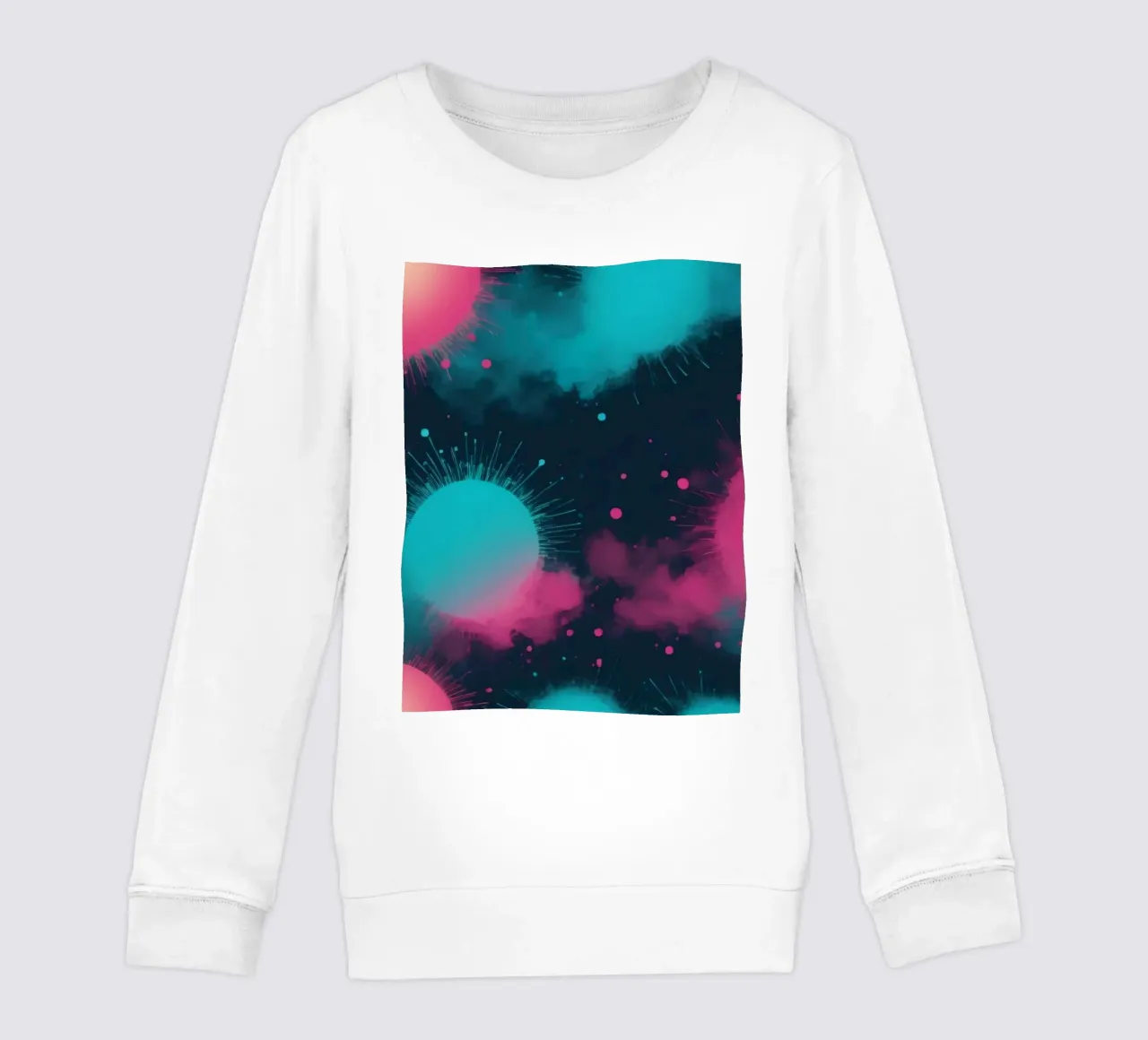 Colorful abstract background circles and soft clouds kids sweatshirt by DesignDoodle