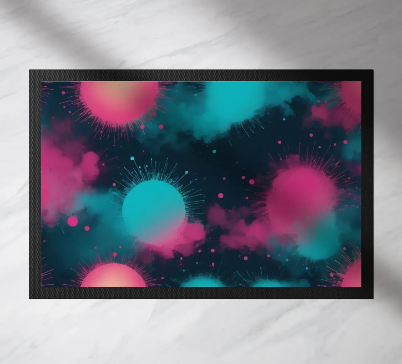 Colorful abstract background circles and soft clouds doormat by DesignDoodle