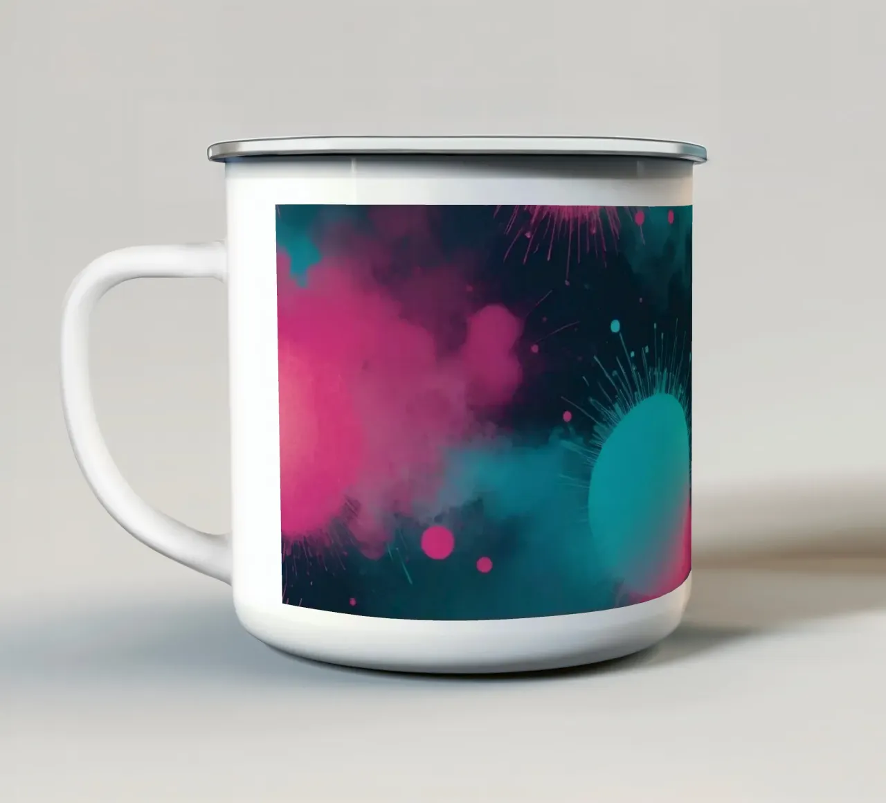 Colorful abstract background circles and soft clouds enamel mug by DesignDoodle