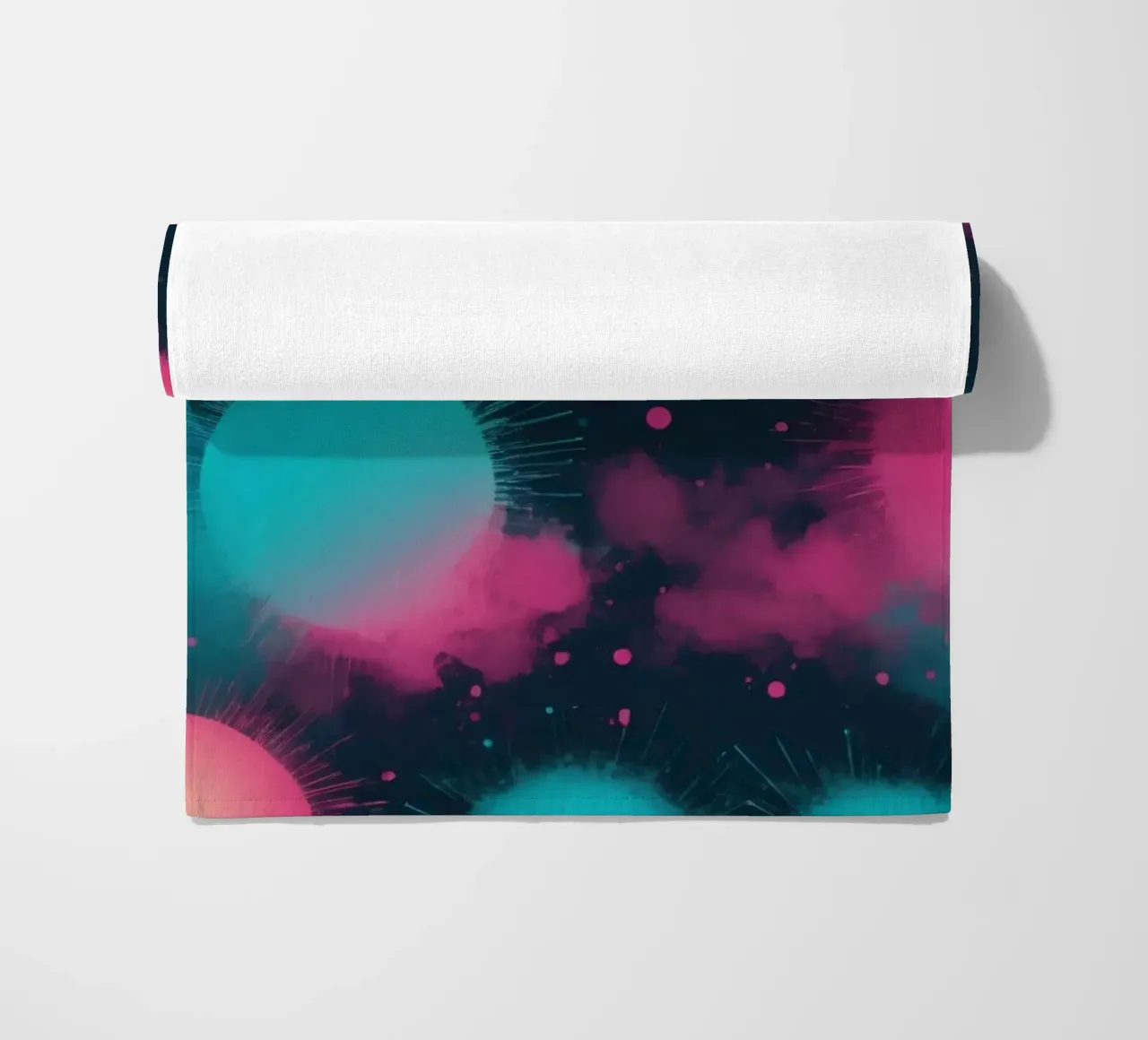 Colorful abstract background circles and soft clouds beach towel by DesignDoodle