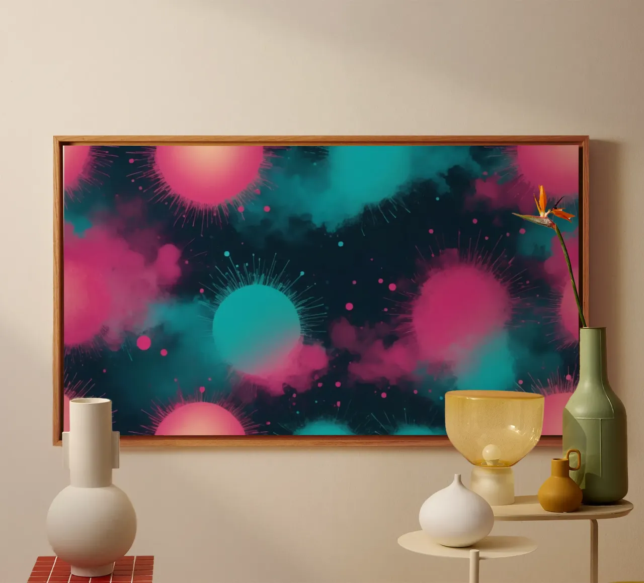 Colorful abstract background circles and soft clouds canvas by DesignDoodle