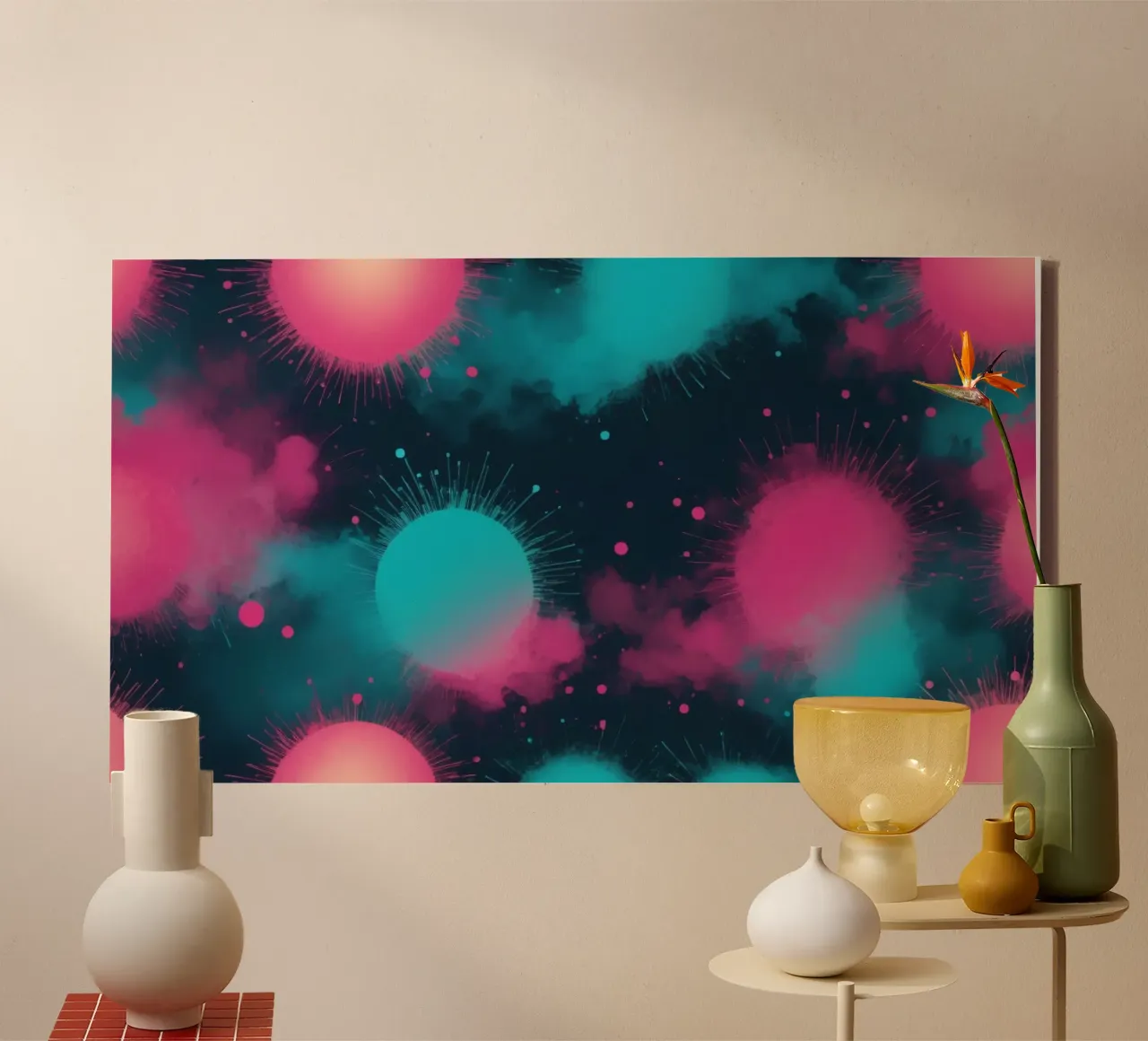 Colorful abstract background circles and soft clouds canvas by DesignDoodle