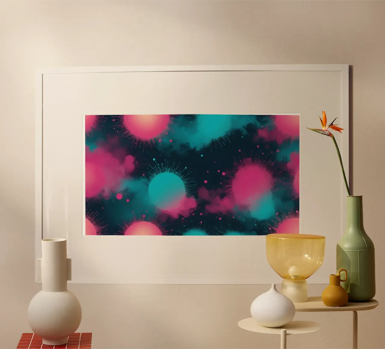 Colorful abstract background circles and soft clouds hahnemühle by DesignDoodle