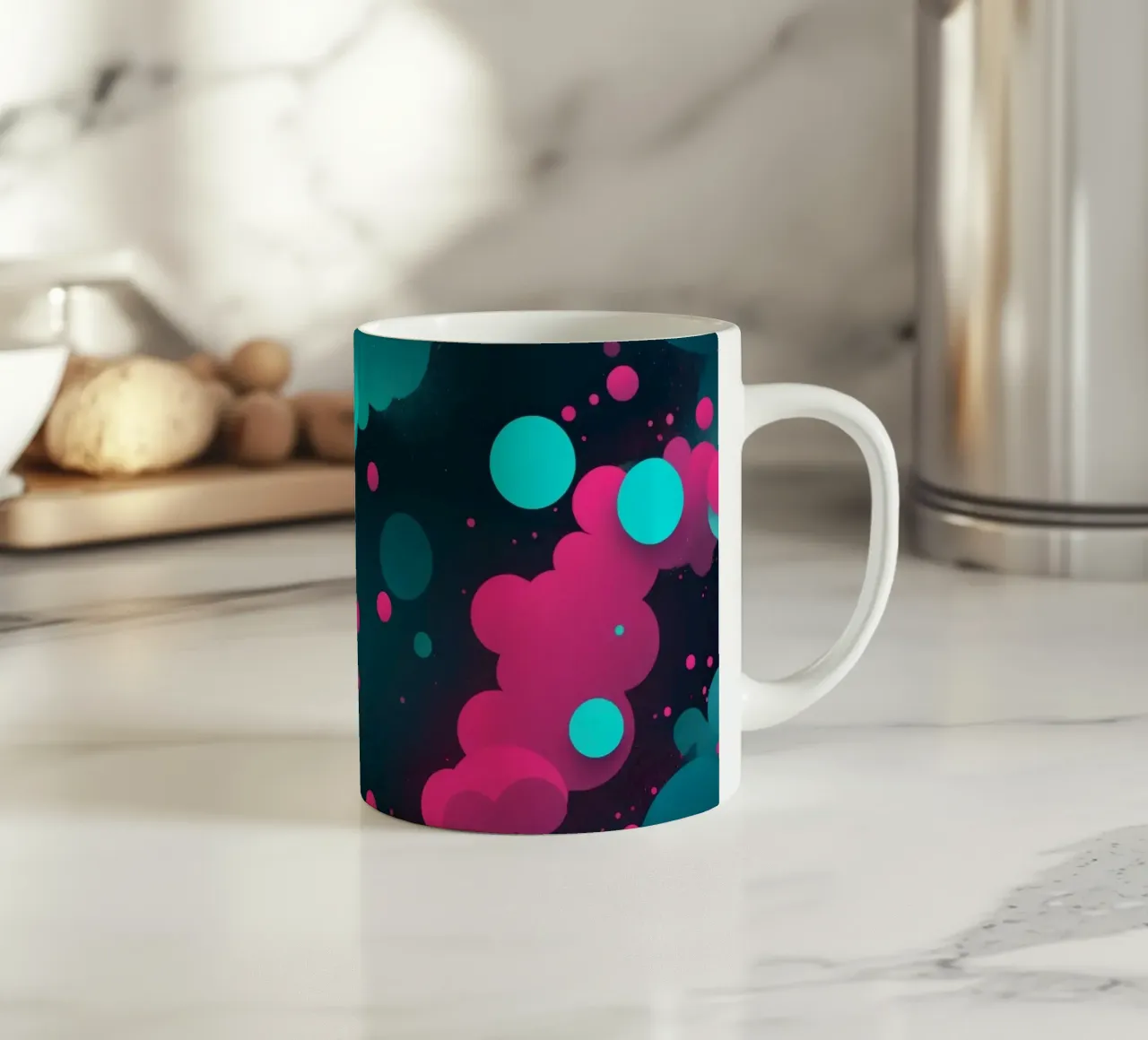 Kleurrijk abstract achtergrondontwerp met levendige cirkel keramische mok van DesignDoodle