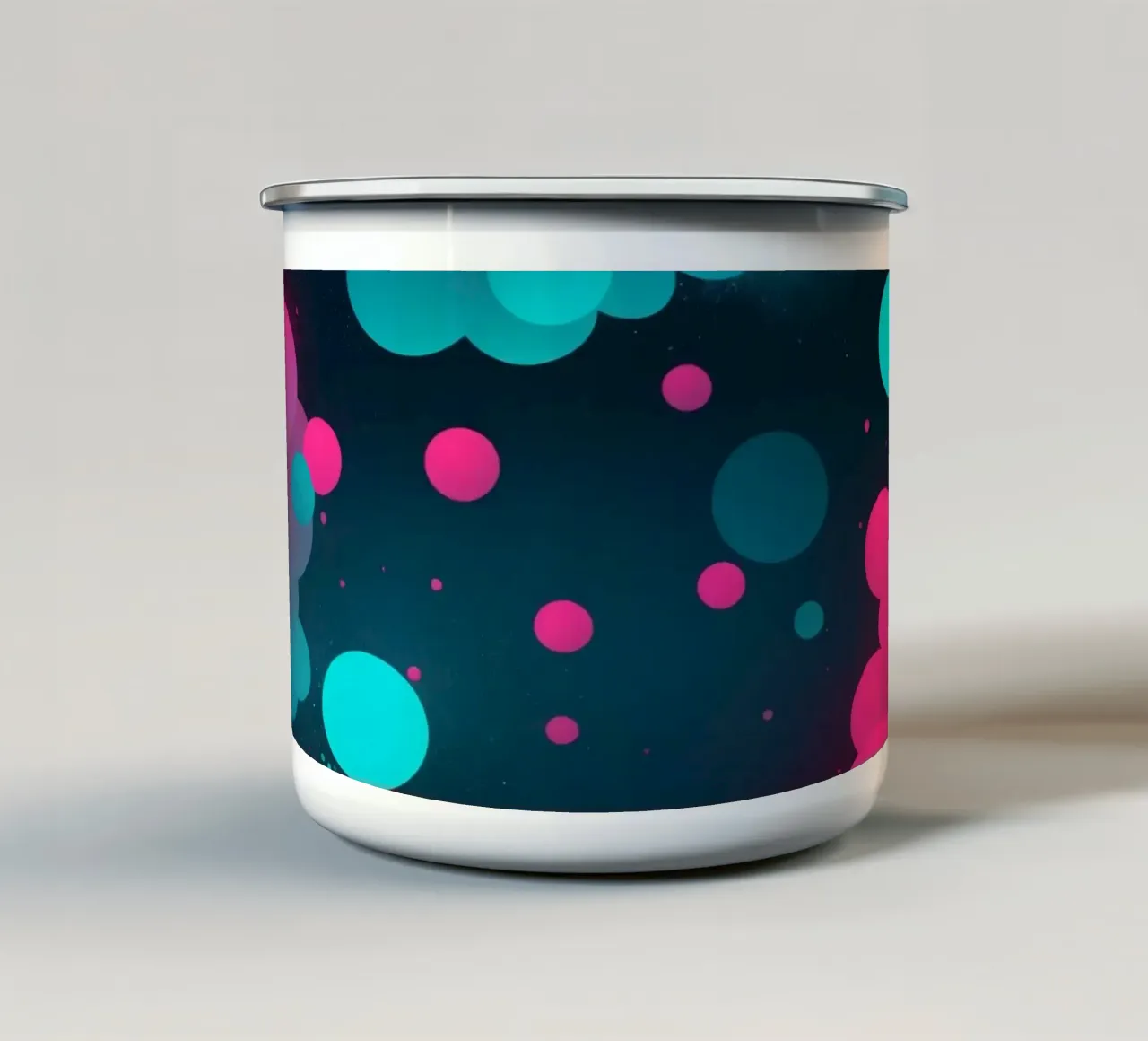 Kleurrijk abstract achtergrondontwerp met levendige cirkel emaille mok van DesignDoodle