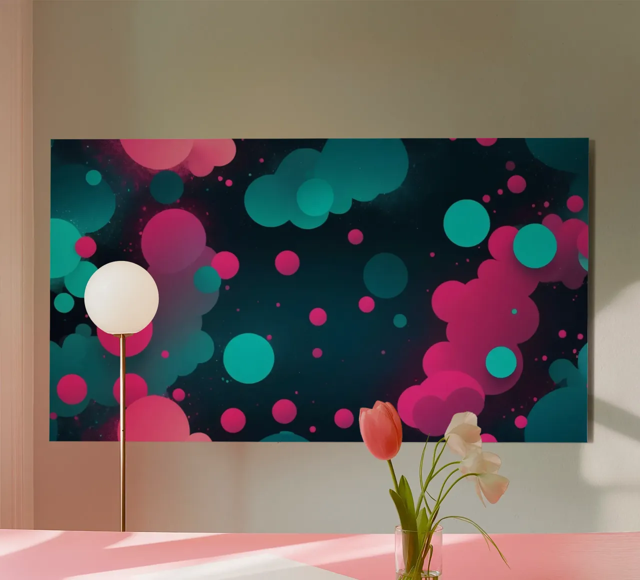 Colorful abstract background design featuring vibrant circle alu-dibond by DesignDoodle