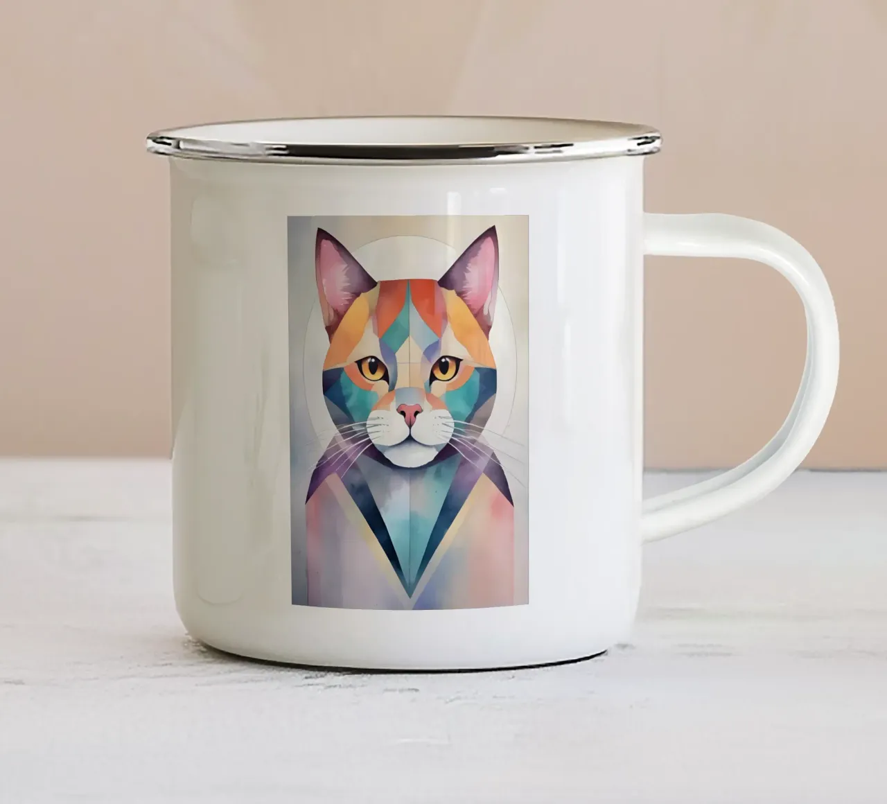 Gatto minimalista tazza in smalto da Minimalism