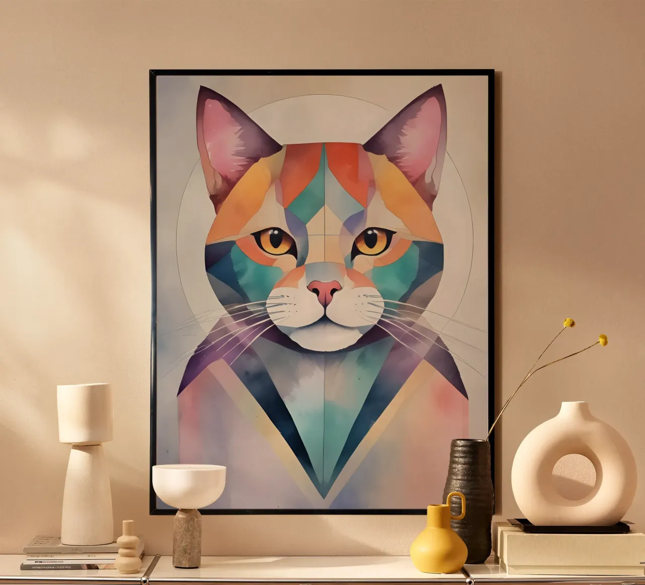 Gatto minimalista poster con telaio in plastica da Minimalism