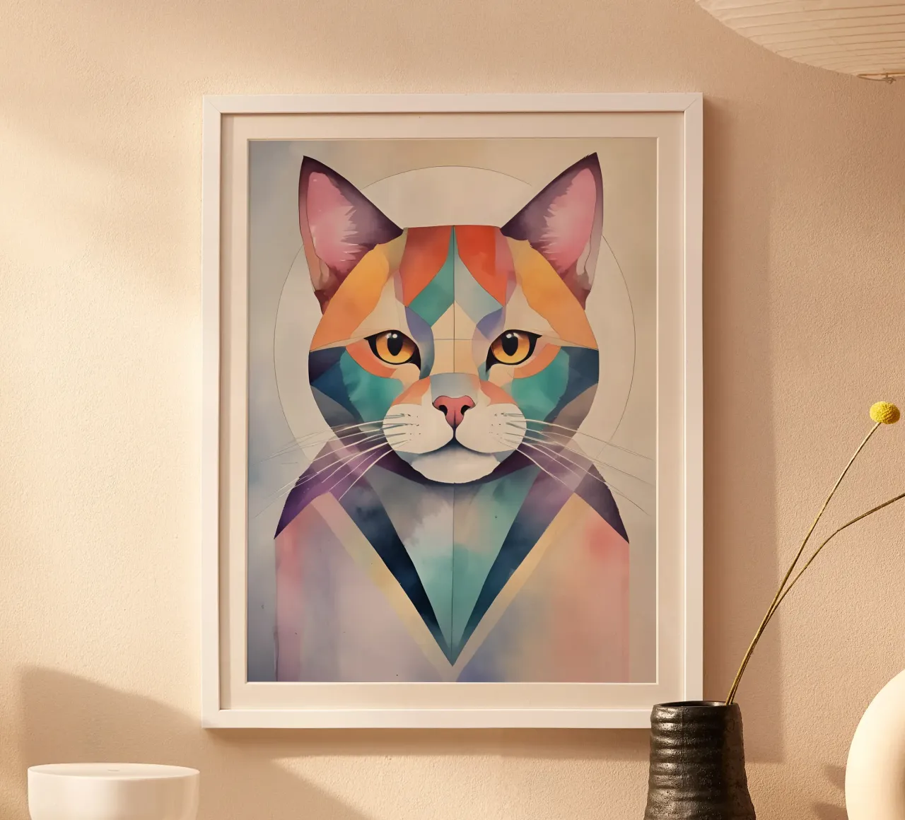 Gatto minimalista poster con telaio in plastica da Minimalism