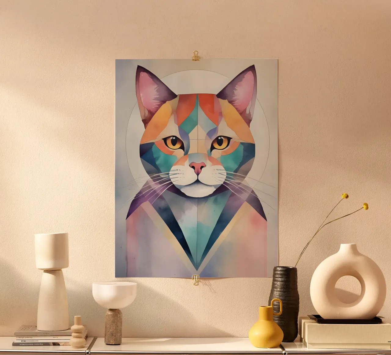Gatto minimalista poster con telaio in plastica da Minimalism