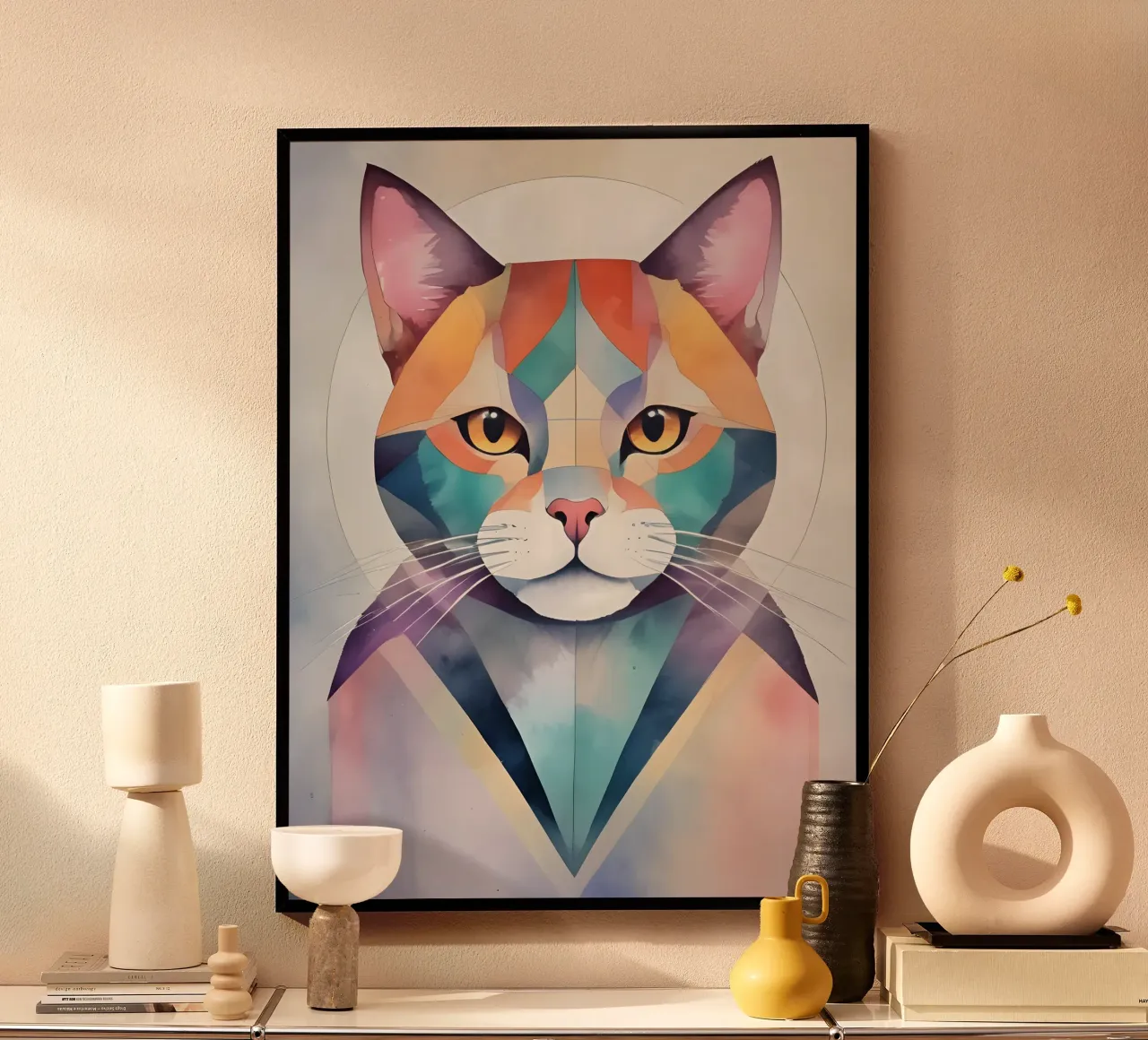 Gatto minimalista poster con telaio in plastica da Minimalism
