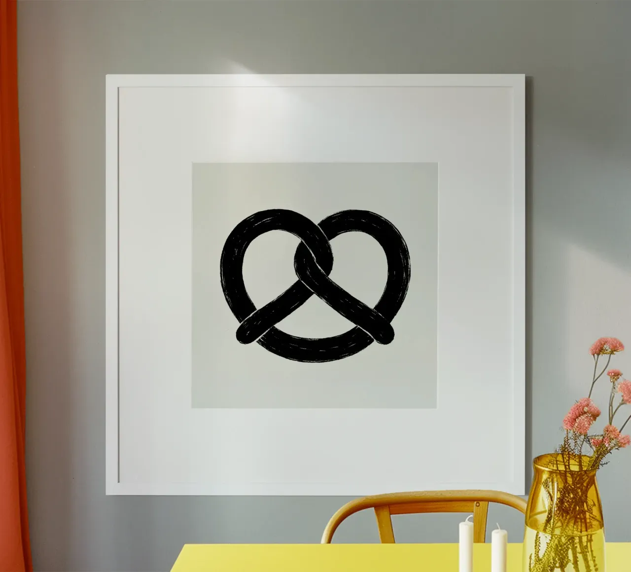 Pretzel brush stroke painted black and white hahnemühle by Katja Stehle Design