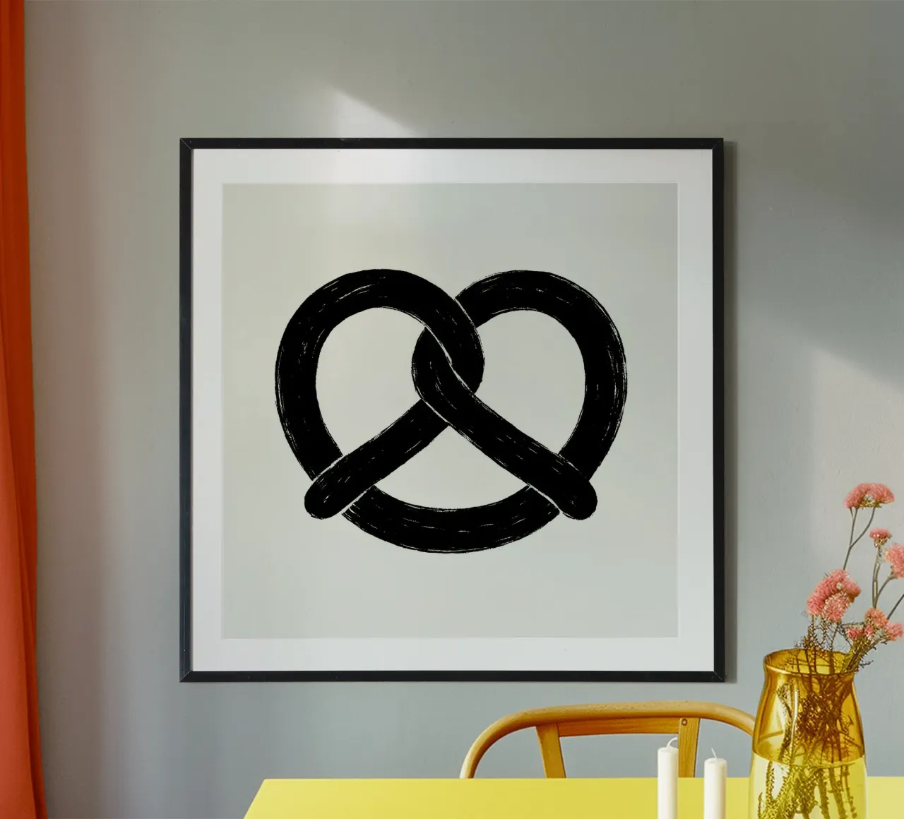Pretzel brush stroke painted black and white hahnemühle by Katja Stehle Design